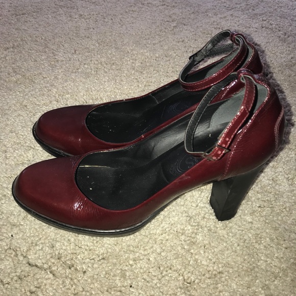 red patent mary jane heels